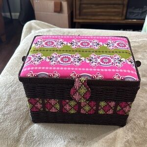 Sew Box Pink and Brown Woven Storage‎ Basket